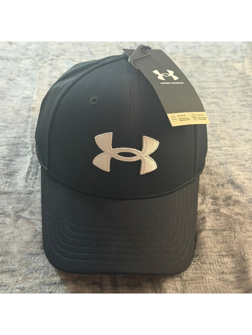 Under Armour Performance Hat Men's S/M Black White Logo Stretch Fit Cap